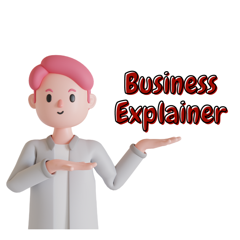 Animated character with hand raised presenting Business Explainer Videos by Anemative